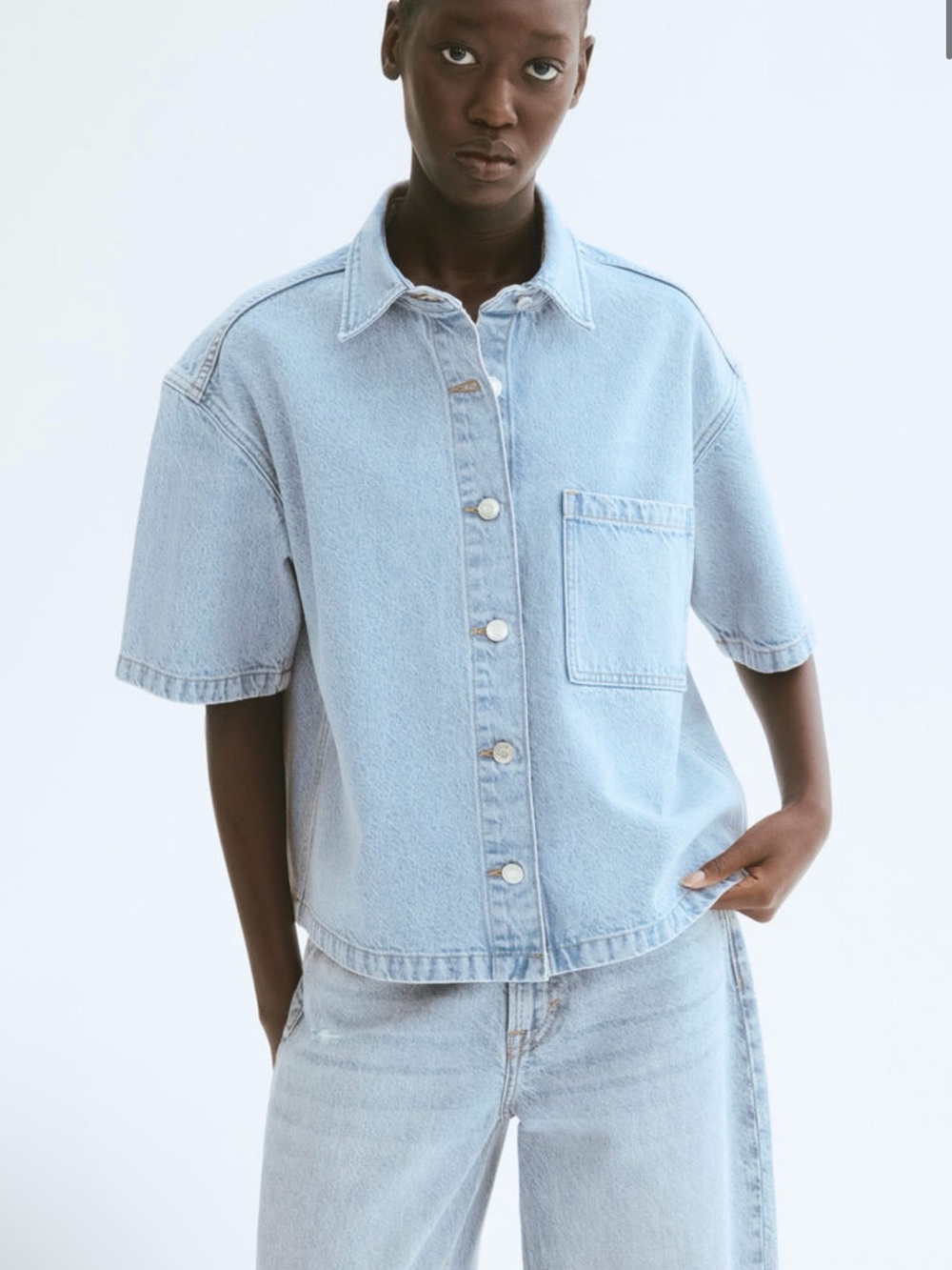 H&M Light Blue Denim Oversized Shirt